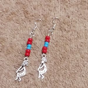 Handmade KOKOPELLI earrings 1 1/2 inches long